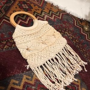 Vintage macrame tassel purse